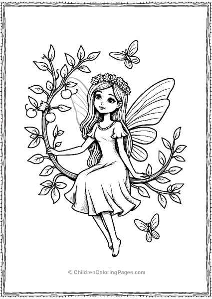 Cherry Tree Fairy On A Branch Free PDF Printable