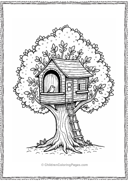 Cherry Tree House Coloring Page Free PDF Printable