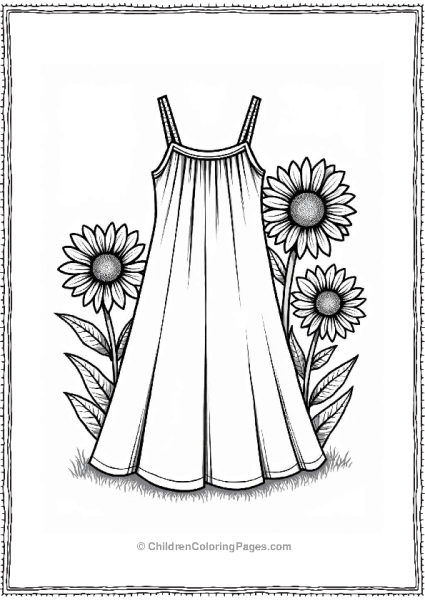 Chic Sundress Surrounded By Sunflowers Free PDF Printable