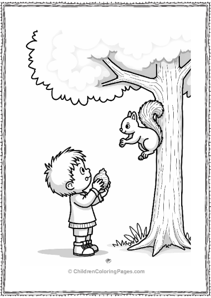 Child And Squirrel Encounter Free PDF Printable