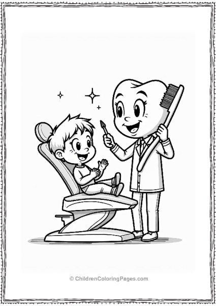 Child At The Dentist With Mascots Free PDF Printable