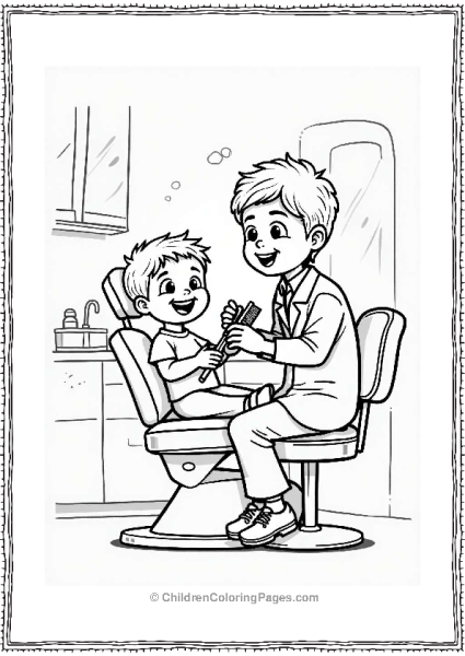 Child At The Dentist With Toothbrush Free PDF Printable