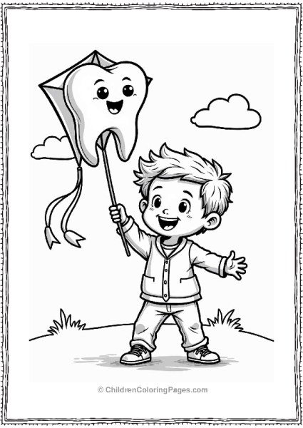 Child Playing With Tooth Kite Free PDF Printable