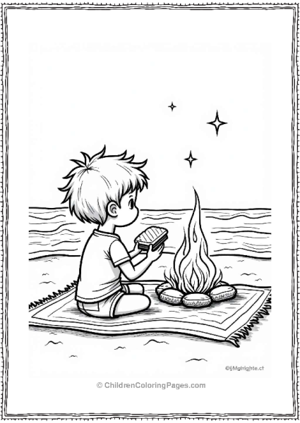 Child With Smore By The Beach Bonfire Free PDF Printable