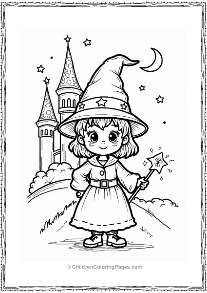 Child Wizard In Front Of A Castle Free PDF Printable