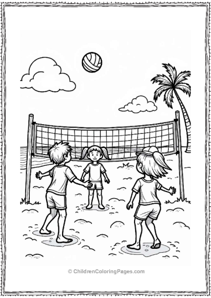 Children Playing Beach Volleyball Free PDF Printable