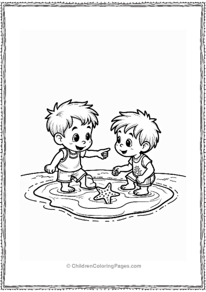 Children Playing In A Tide Pool Free PDF Printable