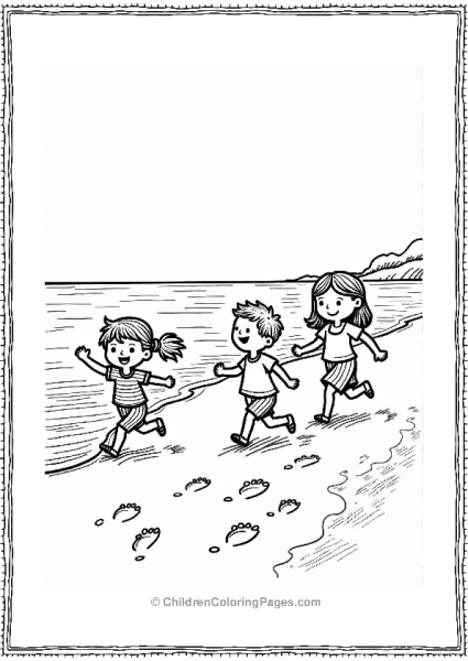 Children Playing Tag At The Beach Free PDF Printable