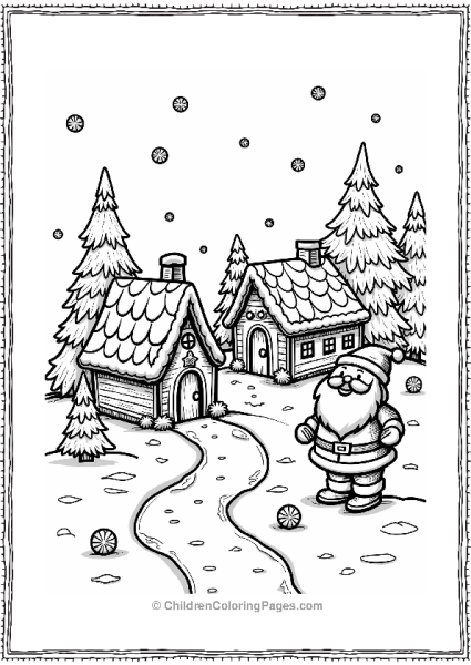 Christmas Gingerbread Village With Santa Free PDF Printable