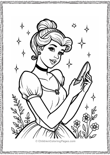 Cinderella Holding The Glass Slipper Free PDF Printable