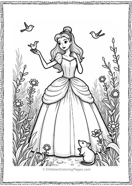 Cinderella In A Garden With Animal Friends Free PDF Printable