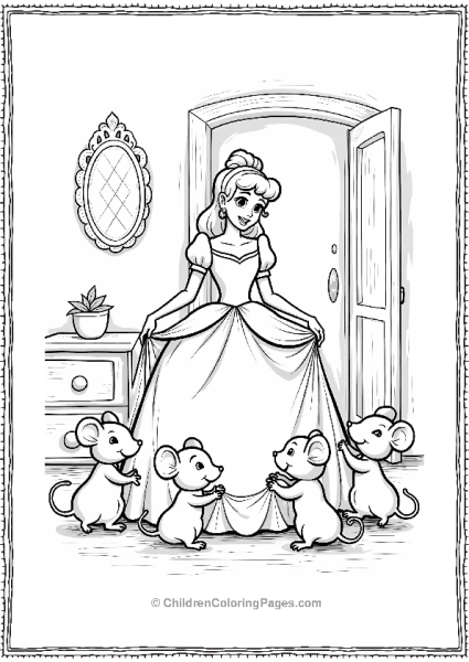 Cinderella With Her Mice Friends Free PDF Printable