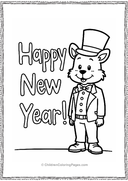 Colorful Tuxedo With Top Hat And New Year Banner Free PDF Printable