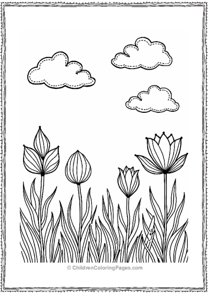 Cotton Candy Clouds Over Candy Flowers Free PDF Printable