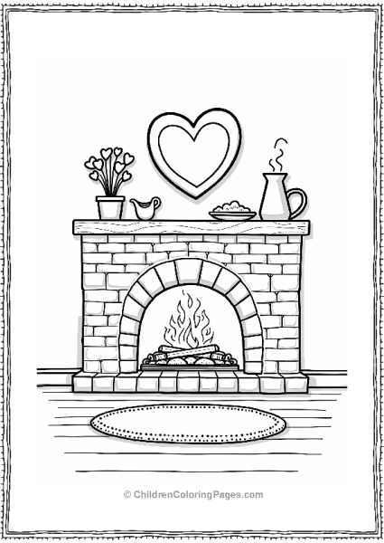 Cozy Heart Fireplace Scene Free PDF Printable