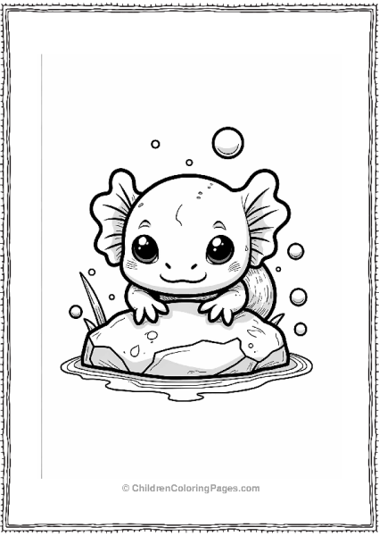 Curious Baby Axolotl Peeking Out Free PDF Printable