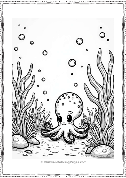 Curious Octopus Among Colorful Coral Free PDF Printable