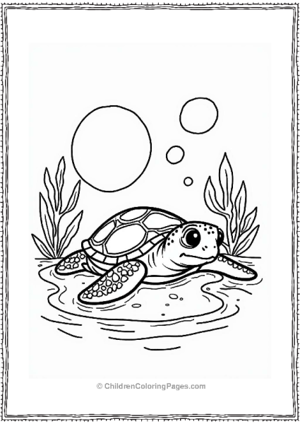 Curious Sea Turtle At The Beach Free PDF Printable