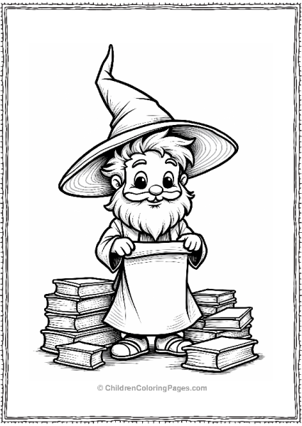 Curious Young Wizard With Scrolls Free PDF Printable