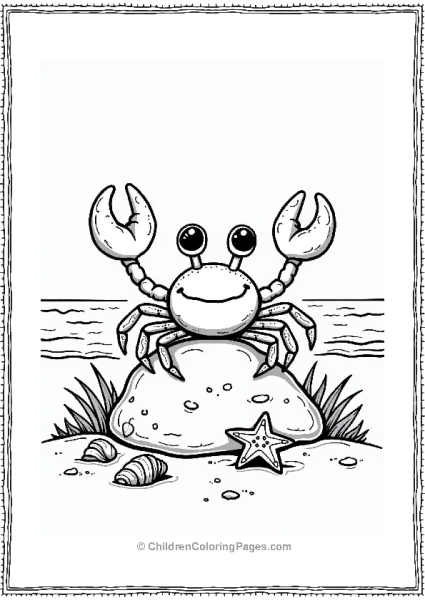 Cute Crab On The Beach Free PDF Printable