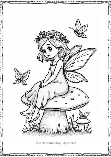 Cute Fairy On A Mushroom Free PDF Printable