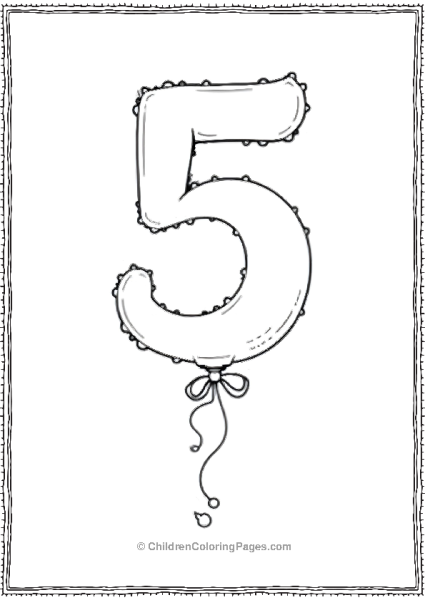 Cute Number Five Balloon Free PDF Printable