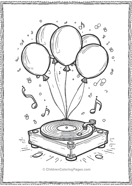 Dancing Balloons And Music Notes Free PDF Printable