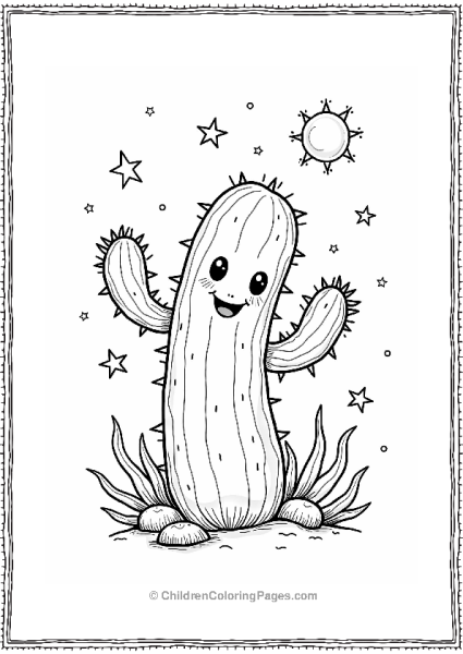 Dancing Cactus Under Moonlight Free PDF Printable