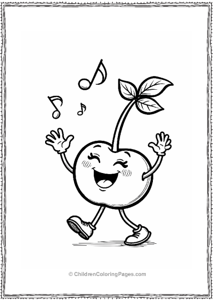 Dancing Cherry With Musical Notes Free PDF Printable