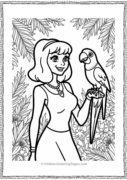 Daphne With A Colorful Parrot In The Jungle Free PDF Printable