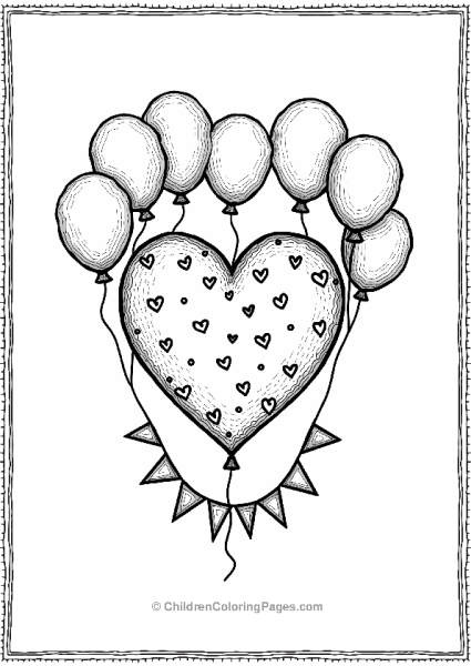 Decorative Heart With Balloons And Garland Free PDF Printable