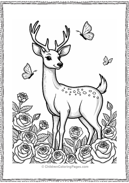 Deer In A Rose Garden Free PDF Printable