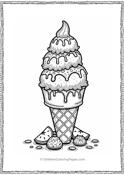 Delightful Ice Cream Cone With Toppings Free PDF Printable