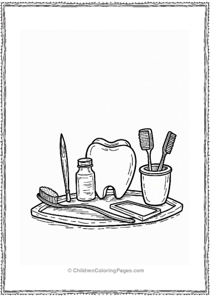 Dental Tools For Kids Coloring Page Free PDF Printable