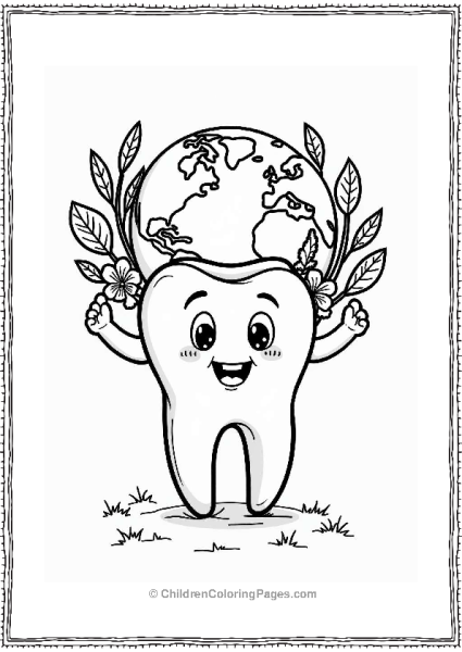 Dentist Earth Day Tooth Illustration Free PDF Printable