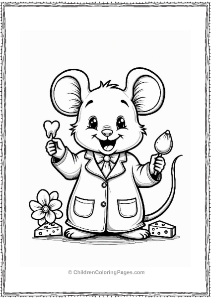 Dentist Tooth Mouse With Cheese And Flowers Free PDF Printable