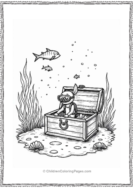 Diver Exploring Treasure Underwater Free PDF Printable