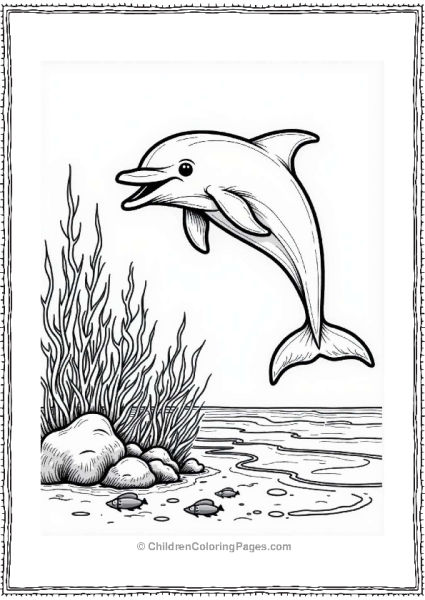 Dolphin Jumping Over Coral Reef Free PDF Printable