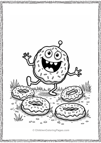 Donut Monster Dancing In A Field Of Treats Free PDF Printable