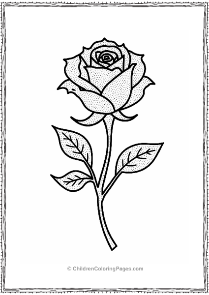 Dotted Rose Coloring Page Free PDF Printable