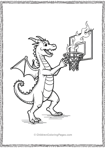 Dragon Shooting A Fiery Basketball Free PDF Printable