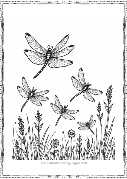 Dragonflies Above A Flower Meadow Free PDF Printable