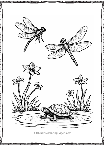 Dragonflies Dancing Above A Pond Free PDF Printable