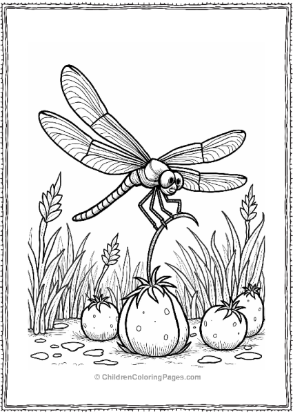 Dragonfly In A Colorful Garden Free PDF Printable