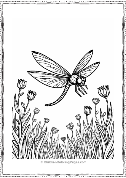 Dragonfly In A Colorful Meadow Free PDF Printable