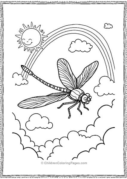 Dragonfly In A Colorful Sky Free PDF Printable