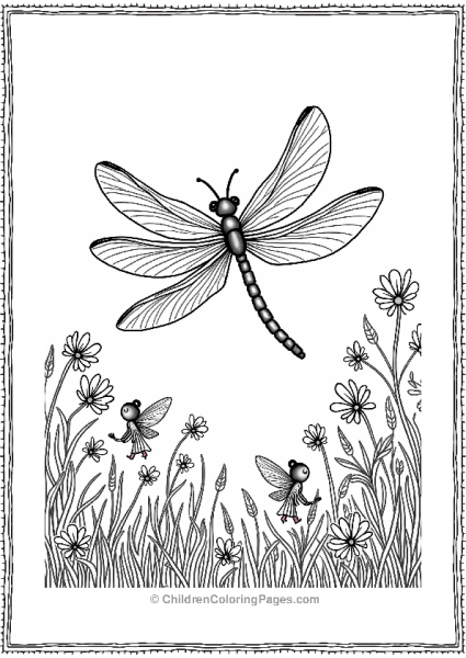 Dragonfly In A Magical Flower Garden Free PDF Printable