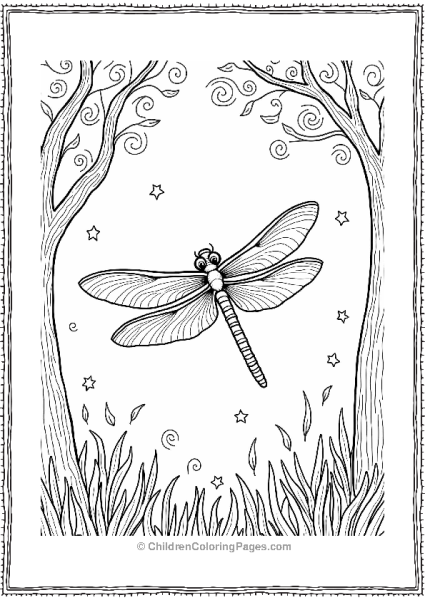 Dragonfly In A Magical Forest Free PDF Printable