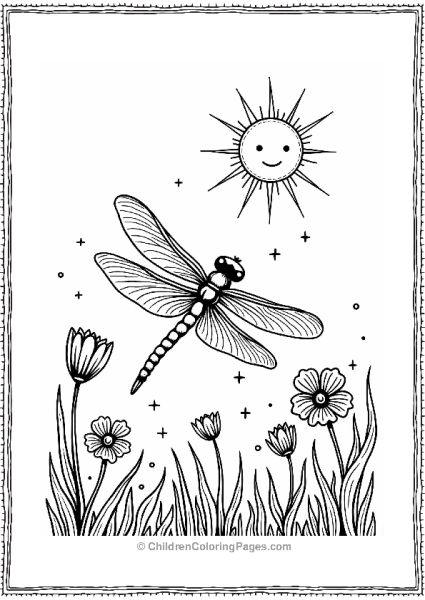 Dragonfly In A Sunny Meadow Free PDF Printable