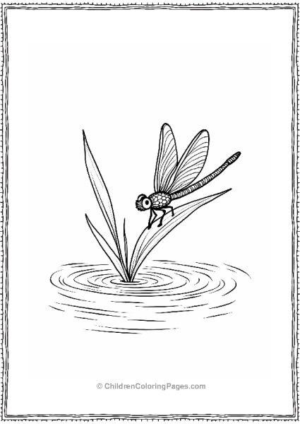 Dragonfly Larva On Water Plant Free PDF Printable